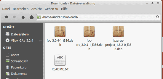 Abb 1.04 Lazarus IDE Download Ordner